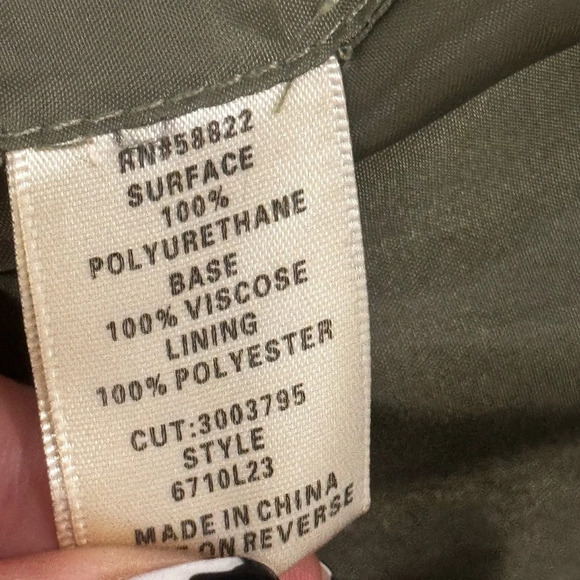 Max Studio Moto Olive Green Vegan Leather Jacket – Size Medium - Picture 6 of 13